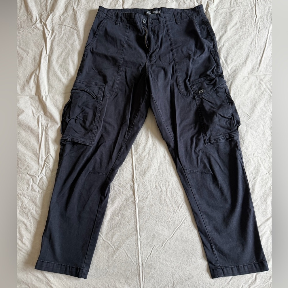 Zara Men's Navy Blue Cargo Pants
